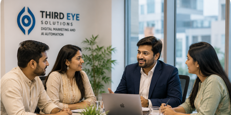 Third Eye Solutions team meeting — digital marketing and AI automation agency Mira Road Mumbai