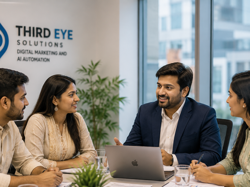Third Eye Solutions team meeting — digital marketing and AI automation agency Mira Road Mumbai